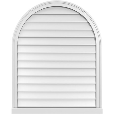 Ekena Millwork Round Top Surface Mount PVC Gable Vent w/ 2"W x 2"P Brickmould Sill Frame, 32"W x 40"H GVPRT32X4003SN